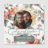 魅惑の赤と白のクリスマス ウェディング マグネット (正面)