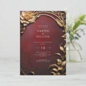 魅惑の赤と金のウェディング 招待状 (スタンド正面)