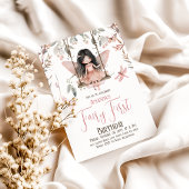 魅惑の赤面ピンクフェアリー最初の1歳の誕生日 招待状