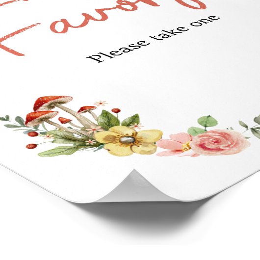 魅惑の野生の花のキノコの赤ちゃんシャワーの好意 ポスター (角)