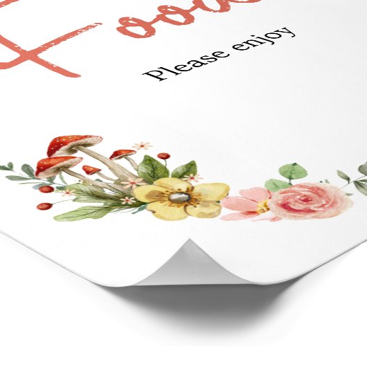 魅惑の野生の花のキノコの赤ちゃんシャワー食品 ポスター (角)