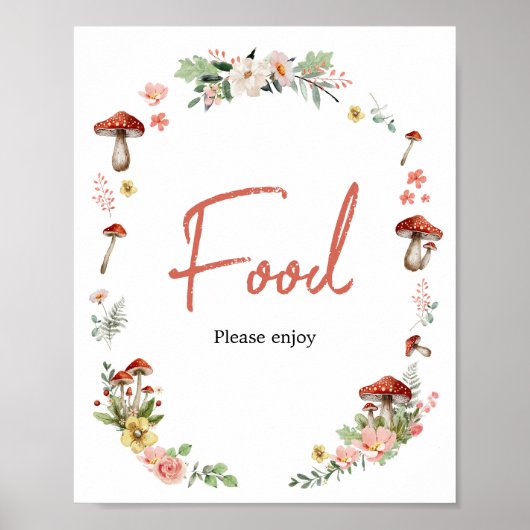 魅惑の野生の花のキノコの赤ちゃんシャワー食品 ポスター (正面)