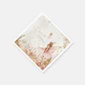 魅惑の金ゴールドとピンクフェアリー誕生日 スタンダードカクテルナプキン (角)