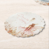 魅惑の金ゴールドとピンクフェアリー誕生日 ペーパーコースター (アングル)