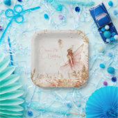 魅惑の金ゴールドとピンクフェアリー誕生日 ペーパープレート (パーティー)