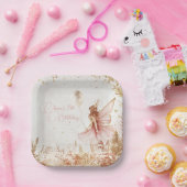 魅惑の金ゴールドとピンクフェアリー誕生日 ペーパープレート (パーティー)