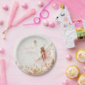 魅惑の金ゴールドとピンクフェアリー誕生日 ペーパープレート (パーティー)