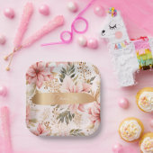 魅惑の金ゴールドとピンクフェアリー誕生日 ペーパープレート (パーティー)