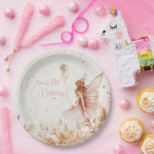 魅惑の金ゴールドとピンクフェアリー誕生日 ペーパープレート (パーティー)