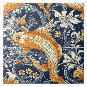 魅惑の金魚の陶磁器タイル タイル