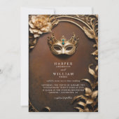 魅惑の錆と金ゴールド仮装結婚の 招待状 (正面)
