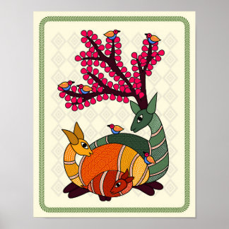 魅惑の雄鹿：マドゥバニ芸術のポスター ポスター