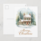 魅惑の雪景色 クリスマスのファームハウス シーズンポストカード (正面/裏面)