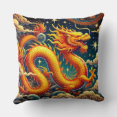 魅惑の雲の間で黄金の龍が舞う クッション (裏面)