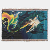 魅惑の青い幻想人魚ドラゴン スローブランケット (正面)