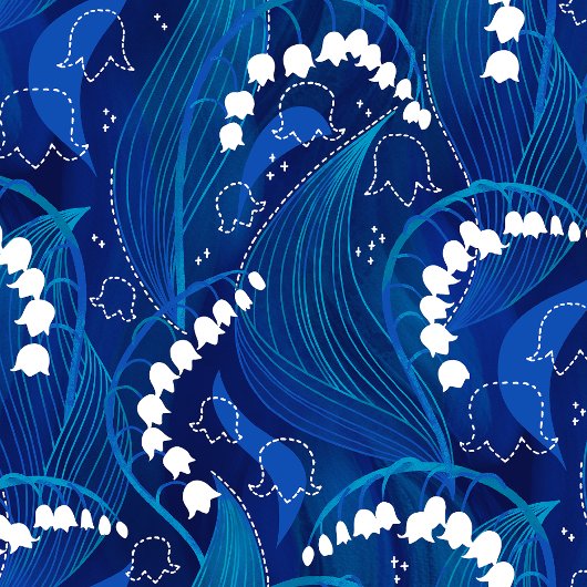 魅惑の青と白のユリの谷のフローラ ラッピングペーパー