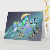 魅惑の馬の乗りグリーティングカード カード (黄色い花)