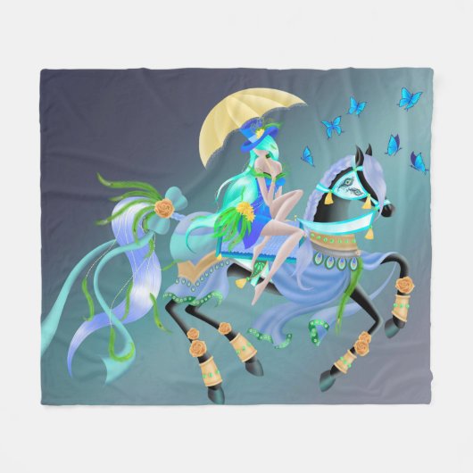 魅惑の馬の乗り フリースブランケット (正面(横))