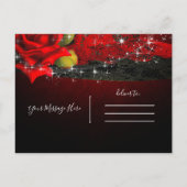 魅惑の魔女帽子 ラッシー ブラック＆レッド スパークル パーティー インビテーションポストカード (裏面)