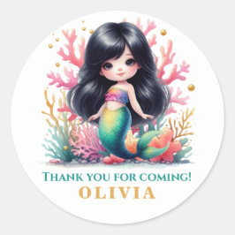 魅惑の魔法のマーメイド誕生日ありがとう ラウンドシール