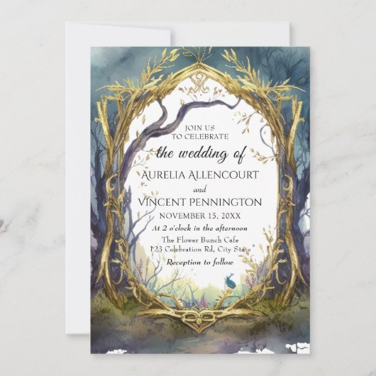 魅惑の魔法の森結婚式招待状 招待状 (正面)