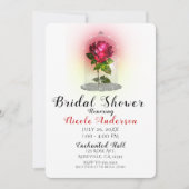 魅惑の魔法の赤いローズスパークリーブライダルシャワー 招待状 (正面)