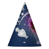 魅惑の魔法の赤ローズブルーフローラきらきら光るパーティー パーティーハット (左)