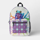 魅惑の鮮やかアーティストカエル プリントバックパック (正面)