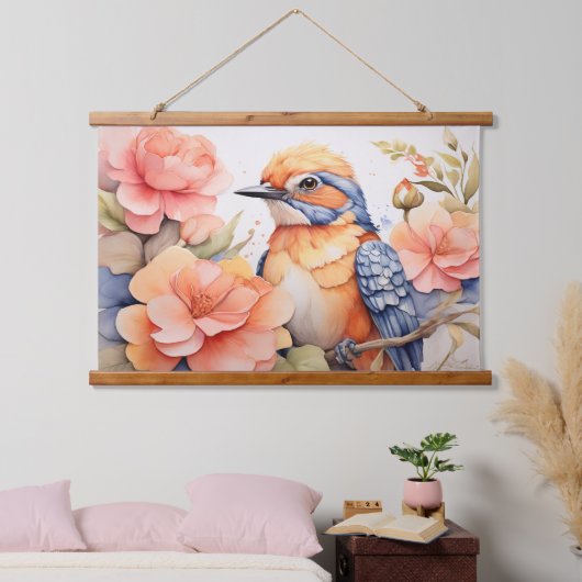 魅惑の鳥フローラ鳥の恋人ギフト 吊り下げ型タペストリー (寝室)