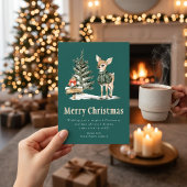 魅惑の鹿 雪のクリスマス 森 招待状