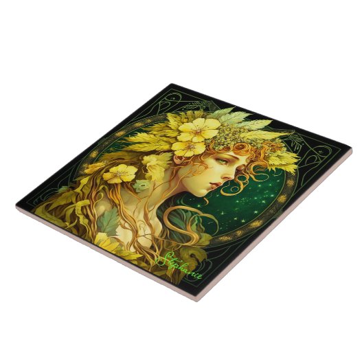 魅惑の黄色い花の森フェアリーファンタジー タイル (側面)