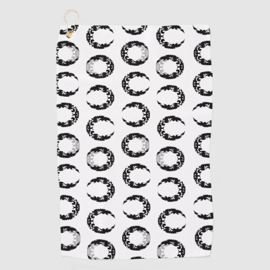 魅惑の黒三日月のシルエット ゴルフタオル (正面)