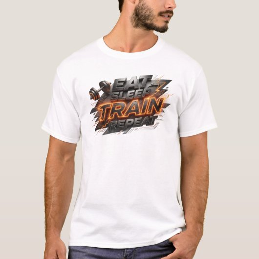 魅惑のEAT SLEEP TRAIN REPEAT デザイナー Tシャツ (正面)