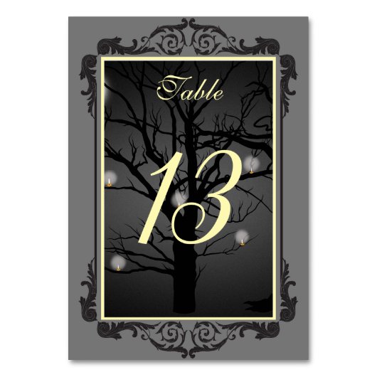 魅惑エレガントの森のゴシック風のフレーム テーブルナンバー (正面)