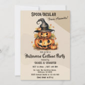 魅惑カボチャ魔女ハットかわいいハローウィンパーティ 招待状 (正面)