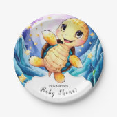魅惑カラフルの海亀の赤ちゃんシャワー ペーパープレート (正面)