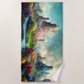 魅惑カラフル林エイリアン風景 ビーチタオル (正面)