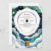 魅惑カラフル熱気球誕生日 招待状 (正面/裏面)