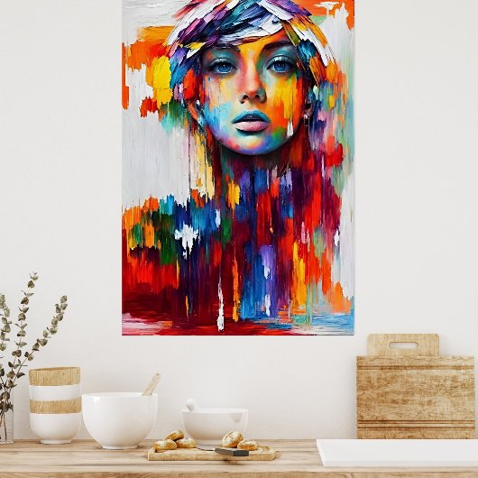 魅惑ガールポートレートオブエレガンス ポスター (キッチン)