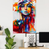 魅惑ガールポートレートオブエレガンス ポスター (ホームオフィス)