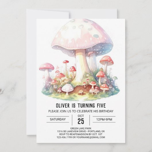 魅惑キノコファンタジー誕生日 招待状 (正面)