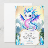 魅惑シンプルのドラゴンベビーシャワー 招待状 (正面/裏面)