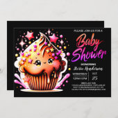 魅惑チョコレートウィムシー女の子ベビーシャワー 招待状 (正面/裏面)