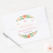 魅惑バタフライガーデン小さな女の子ベビーシャワー ラウンドシール (封筒)