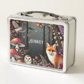 魅惑パーソナライズされたの森の森林動物 メタルランチボックス (裏面)