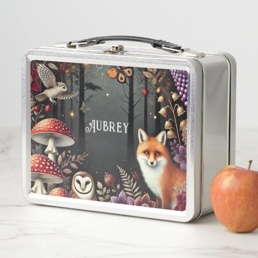 魅惑パーソナライズされたの森の森林動物 メタルランチボックス (インサイチュ)