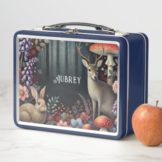 魅惑パーソナライズされたの森の森林動物 メタルランチボックス (インサイチュ)