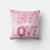 魅惑ピンクをテーマにした私の愛装飾用クッション クッション (正面)