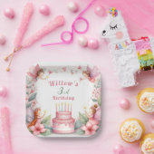 魅惑ピンクフェアリー園 – 誕生日 ペーパープレート (パーティー)