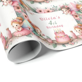 魅惑ピンクフェアリー園 – 誕生日 ラッピングペーパー
